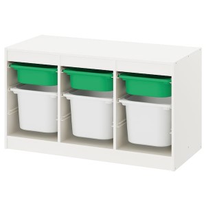 IKEA TROFAST storage combination with boxes, 39x17 3/8x22 in White Green / White, Ikea Ireland | 1956QWCXK