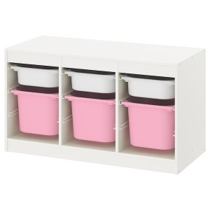IKEA TROFAST storage combination with boxes, 39x17 3/8x22 in White White / Pink, Ikea Ireland | 3764KVYTE