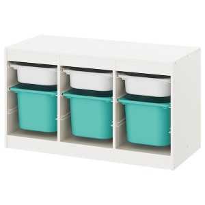 IKEA TROFAST storage combination with boxes, 39x17 3/8x22 in White / Turquoise, Ikea Ireland | 4867MZYLG