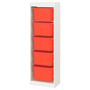 IKEA TROFAST storage combination with boxes, 18 1/8x11 3/4x57 1/8 in White / Orange, Ikea Ireland | 2153OXTSG