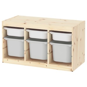 IKEA TROFAST storage combination with boxes, 36 5/8x17 3/8x20 1/2 in Light White Stained Pine White / Gray, Ikea Ireland | 4872LFGYI