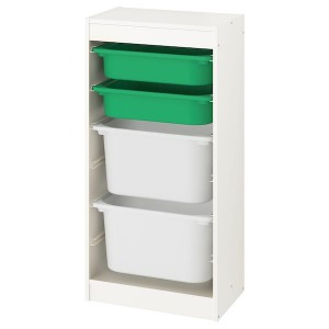 IKEA TROFAST storage combination with boxes, 18 1/8x11 3/4x37 in White / Green White, Ikea Ireland | 6043ACHKS