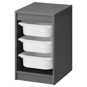 IKEA TROFAST storage combination with boxes, 13 3/8x17 3/8x22 in Gray / White, Ikea Ireland | 4308PGFSK
