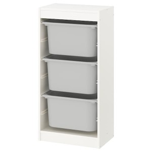 IKEA TROFAST storage combination with boxes, 18 1/8x11 3/4x37 in White / Gray, Ikea Ireland | 3124UIZSG