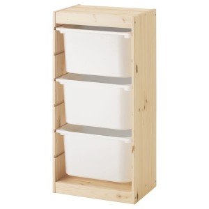 IKEA TROFAST storage combination with boxes, 17 3/8x11 3/4x35 7/8 in Light White Stained Pine / White, Ikea Ireland | 2397VALZE