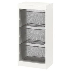 IKEA TROFAST storage combination with boxes, 18 1/8x11 3/4x37 in White / Dark Gray, Ikea Ireland | 9470FJBRZ