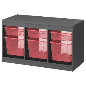 IKEA TROFAST storage combination with boxes, 39x17 3/8x22 in Gray / Light Red, Ikea Ireland | 8594ENFRH