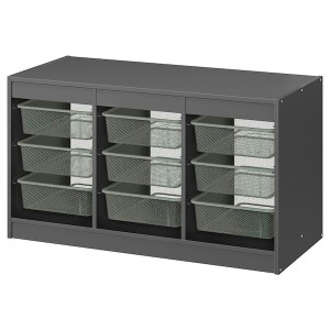 IKEA TROFAST storage combination with boxes, 39x17 3/8x22 in Gray / Light Green / Gray, Ikea Ireland | 0586KUWVA
