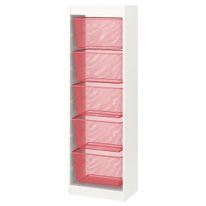 IKEA TROFAST storage combination with boxes, 18 1/8x11 3/4x57 1/8 in White / Light Red, Ikea Ireland | 1249GCXQP