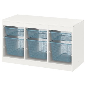 IKEA TROFAST storage combination with boxes, 39x17 3/8x22 in White / Gray / Blue, Ikea Ireland | 1239WNGQK