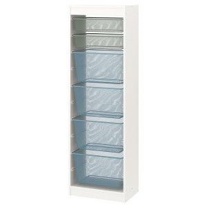 IKEA TROFAST storage combination with boxes, 18 1/8x11 3/4x57 1/8 in White Light Green / Gray / Gray / Blue, Ikea Ireland | 2975VCFJU