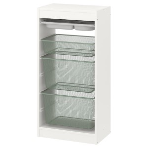 IKEA TROFAST storage combination with boxes/tray, 18 1/8x11 3/4x37 in White Gray / Light Green / Gray, Ikea Ireland | 1632WMSDU