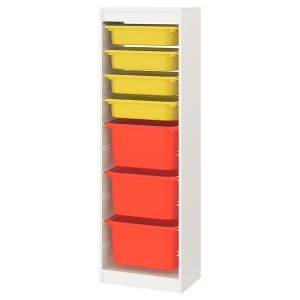 IKEA TROFAST storage combination with boxes, 18 1/8x11 3/4x57 1/8 in White / Yellow Orange, Ikea Ireland | 4560XIEVF