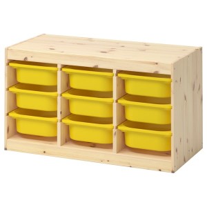 IKEA TROFAST storage combination with boxes, 36 5/8x17 3/8x20 1/2 in Light White Stained Pine / Yellow, Ikea Ireland | 5791IEFQZ