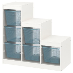 IKEA TROFAST storage combination with boxes, 39x17 3/8x37 in White / Gray / Blue, Ikea Ireland | 2750ZHWSP