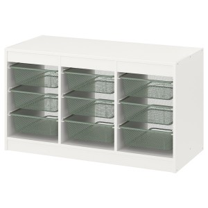 IKEA TROFAST storage combination with boxes, 39x17 3/8x22 in White / Light Green / Gray, Ikea Ireland | 7168MAVSE