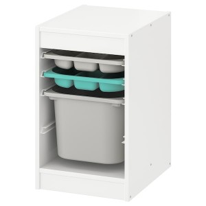 IKEA TROFAST storage combination with box/trays, 13 3/8x17 3/8x22 in White Gray / Turquoise, Ikea Ireland | 6283USLFX