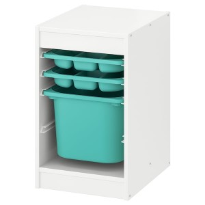 IKEA TROFAST storage combination with box/trays, 13 3/8x17 3/8x22 in White / Turquoise, Ikea Ireland | 2580GSRUL