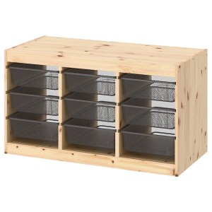 IKEA TROFAST storage combination with boxes, 36 5/8x17 3/8x20 1/2 in Light White Stained Pine / Dark Gray, Ikea Ireland | 0735VDSRX