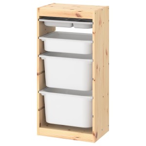 IKEA TROFAST storage combination with boxes/tray, 17 3/8x11 3/4x35 7/8 in Light White Stained Pine White / Gray, Ikea Ireland | 8631WRTLE