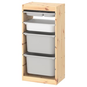 IKEA TROFAST storage combination with boxes/tray, 17 3/8x11 3/4x35 7/8 in Light White Stained Pine Gray / White, Ikea Ireland | 4651LSQVT