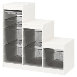 IKEA TROFAST storage combination with boxes/tray, white gray/dark gray, 39x17 3/8x37 in, Ikea Ireland | 8962NIUDB