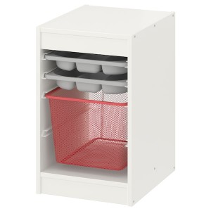 IKEA TROFAST storage combination with box/trays, 13 3/8x17 3/8x22 in White Gray / Light Red, Ikea Ireland | 7134RMUJQ