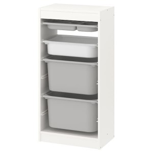 IKEA TROFAST storage combination with boxes/tray, 18 1/8x11 3/4x37 in White Gray / White, Ikea Ireland | 3870CPAOJ