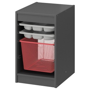 IKEA TROFAST storage combination with box/trays, 13 3/8x17 3/8x22 in Gray Gray / Light Red, Ikea Ireland | 5643HQCGO
