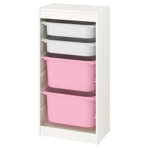 IKEA TROFAST storage combination with boxes, 18 1/8x11 3/4x37 in White / White Pink, Ikea Ireland | 2415TGXQN