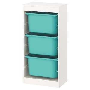 IKEA TROFAST storage combination with boxes, 18 1/8x11 3/4x37 in White / Turquoise, Ikea Ireland | 8724JEYTK