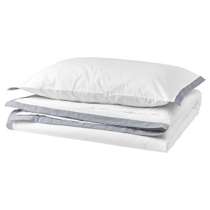 IKEA TÅTELSMYGARE duvet cover and pillowcase(s), Twin White / Blue, Ikea Ireland | 5837YBOMH