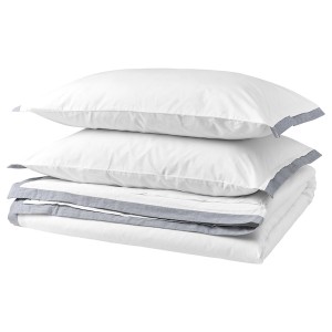 IKEA TÅTELSMYGARE duvet cover and pillowcase(s), Full/Queen (Double/Queen) White / Blue, Ikea Ireland | 5461GBWKC