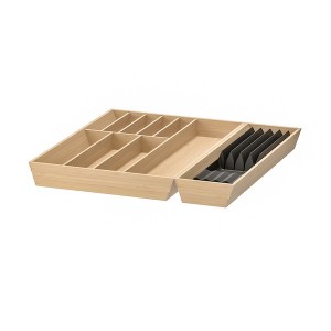 IKEA UPPDATERA flatware tray/tray with knife rack, anthracite/light bamboo, 20x19 1/2 in, Ikea Ireland | 9157ISDWK
