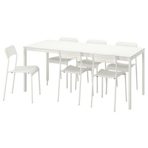 IKEA VANGSTA / ADDE table and 6 chairs, white/white, 47 1/4/70 7/8 in, Ikea Ireland | 8046DQFSI