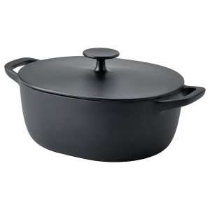 IKEA VARDAGEN pot with lid, enamelled cast iron matte, 5.3 qt Black, Ikea Ireland | 1790DVHTK