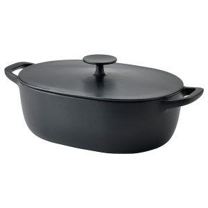 IKEA VARDAGEN pot with lid, enamelled cast iron matte/black, 6.9 qt, Ikea Ireland | 7452BJOKP