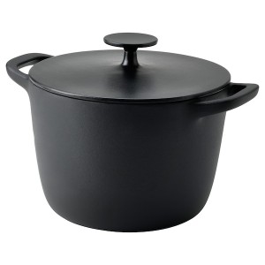 IKEA VARDAGEN pot with lid, enamelled cast iron matte, 5.3 qt Black, Ikea Ireland | 9461SUGZY