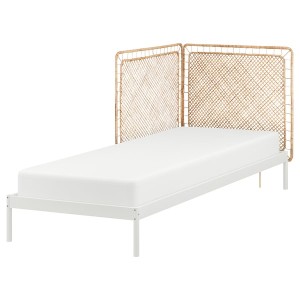 IKEA VEVELSTAD bed frame with 2 headboards, Twin White / Tolkning Rattan, Ikea Ireland | 8746DUTPK