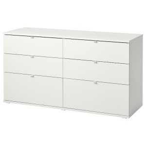 IKEA VIHALS 6-drawer dresser, white/anchor/unlock function, 55 1/8x18 1/2x29 1/2 in, Ikea Ireland | 5690DCWRK