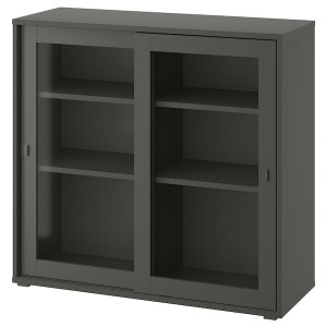 IKEA VIHALS cabinet with sliding glass doors, 37 1/2x14 5/8x35 3/8 in Dark Gray, Ikea Ireland | 6102UYNLP