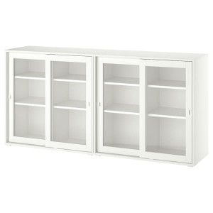 IKEA VIHALS storage combination w/glass doors, 74 3/4x14 5/8x35 3/8 in White / Clear Glass, Ikea Ireland | 0472LWNDO