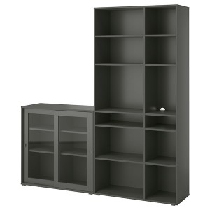 IKEA VIHALS storage combination w/glass doors, clear glass, 74 3/4x14 5/8x78 3/4 in Dark Gray, Ikea Ireland | 6851KQAMH