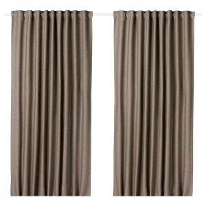 IKEA VILBORG room darkening curtains, 1 pair, 57x98 in Dark Gray / Beige, Ikea Ireland | 6039HAGCW