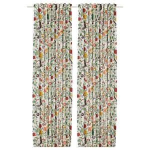 IKEA VILDPERSILJA curtains, white multicolor/floral pattern, 57x98 in White Multicolor / Floral Pattern, Ikea Ireland | 4237WLJHI