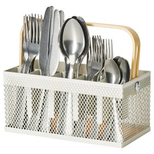 IKEA VIMPELFISK 20-piece cutlery set with holder, stainless steel bamboo/off-white, Ikea Ireland | 6394PAWVK