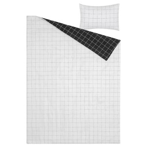 IKEA VITKLÖVER comforter set, Twin/Twin X-long White Black / Check, Ikea Ireland | 7859SERTD