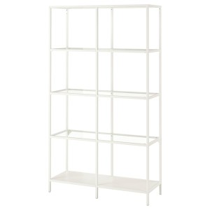 IKEA VITTSJÖ Shelf unit, glass, Width: 39 3/8 in White, Ikea Ireland | 7865TPJWB