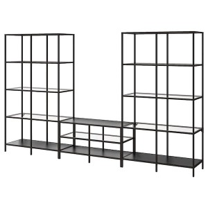 IKEA VITTSJÖ TV storage combination, 118 1/8x14 1/8x68 7/8 in Black / Brown / Glass, Ikea Ireland | 8521HJMTO