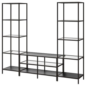 IKEA VITTSJÖ TV storage combination, 79 1/2x14 1/8x68 7/8 in Black / Brown / Glass, Ikea Ireland | 9035SPFAB